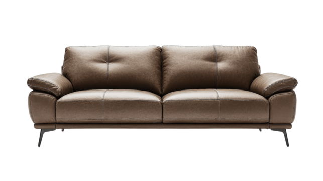 A sofa with smooth leather upholstery,  and sophistication for a modern living room isolated on transparency background PNG