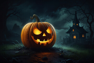 Fototapeta premium halloween pumpkin with bats