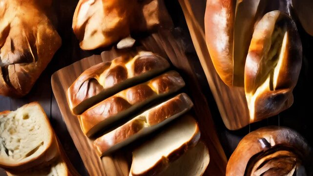  Bread lovers delight  Freshly baked loaves and slices ready to savor