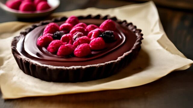  Deliciously decadent chocolate tart with fresh raspberries