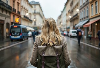 Fototapeta premium woman walking on the street