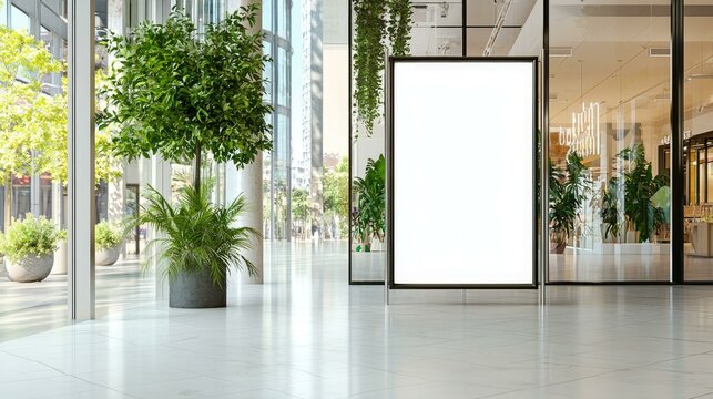 A versatile empty storefront sign with a sturdy metal frame, ideal for custom branding opportunities and perfect for businesses looking to showcase their brand creatively.