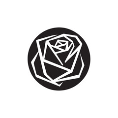 Set of creative vector black silhouettes of rose flowers isolated on a white background