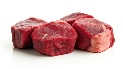 Obraz premium Fresh raw steak meat isolated against a white background. generative ai