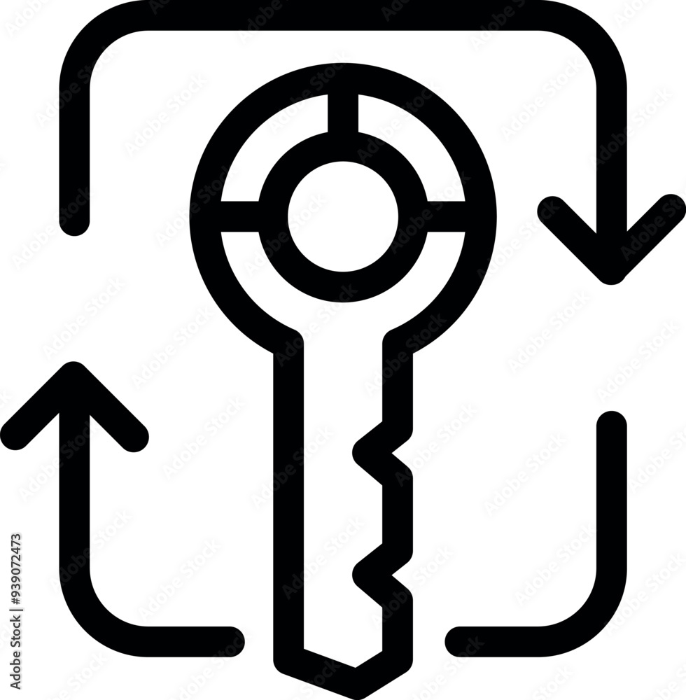 Poster key is being moved up and down, representing the process of data encryption