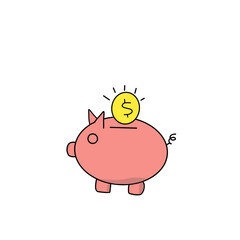 piggy bank and coin