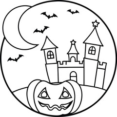 Kids halloween Pumkin coloring page kdp interior vector