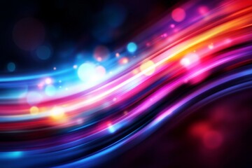 Fototapeta premium Vibrant Neon Light Streams Creating Abstract Futuristic Background with Colorful Bokeh