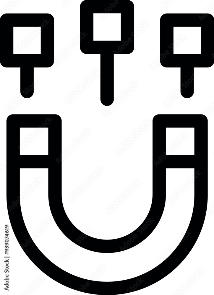 Poster simple icon of a horseshoe magnet attracting three square objects
