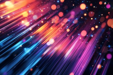 Obraz premium Abstract Light Trails and Colorful Bokeh Burst in a Dark Background