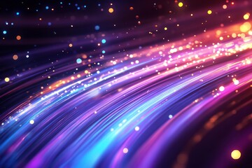 Vibrant Motion Light Streaks in Cosmic Night - Abstract Illumination Fantasy