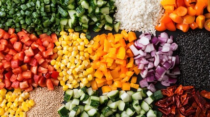 Fototapeta premium Vibrant Raw Vegetables and Grains for Healthy Meal Prep, Generative Ai