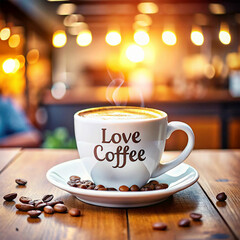 Obraz premium A cup of coffee on a table overlooking the garden at a cafe Seamless looping time-lapse 4k Pic Generated AI