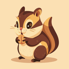 Cute Cartoon Chipmunk Eating Nut Adorable Wildlife Illustration Rodent Animal Background