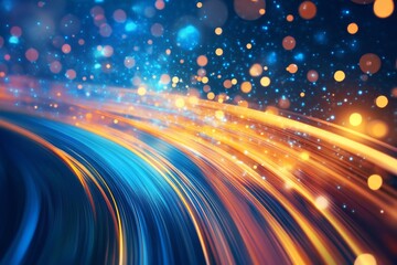 Fototapeta premium Vibrant Light Trails at Night Creating a Hypnotic Abstract Background with Sparkling Bokeh