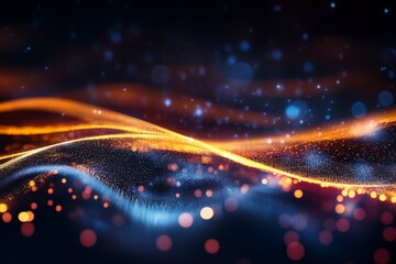 Obraz premium Mesmerizing Abstract Waves of Glowing Light and Colorful Bokeh Effect at Night