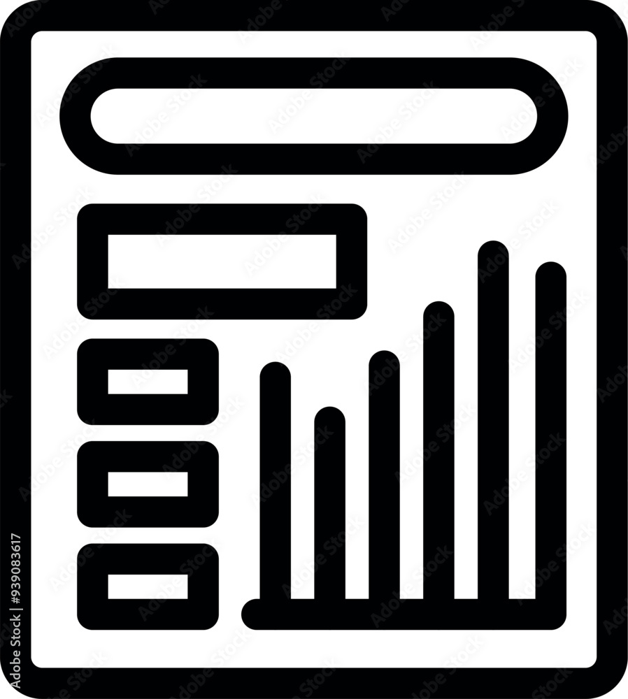 Aufkleber bold icon of business report showing growing statistics with a bar graph