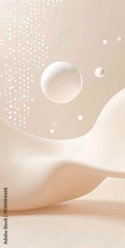 Poster this is a stylish abstract design that features soft flowing waves and gentle bubbles in a smooth co