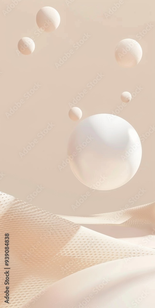 Poster this is a stylish abstract design that features soft flowing waves and gentle bubbles in a smooth co