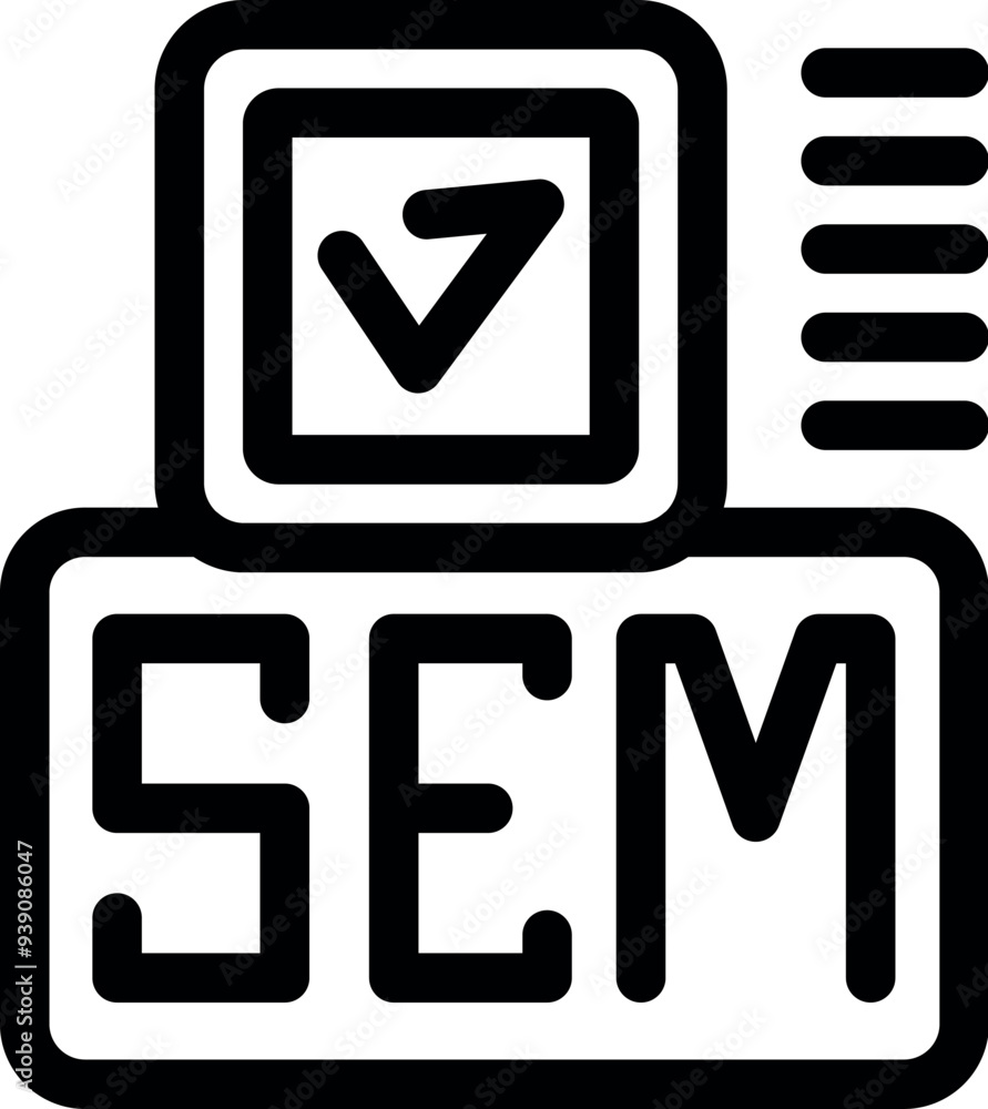 Poster search engine marketing concept with check mark showing successful optimization