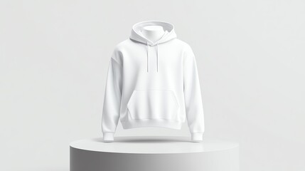 White hooded sweatshirt mockup on white background