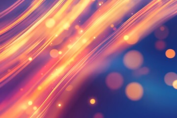 Abstract Colorful Light Streaks and Glowing Bokeh in Blue and Warm Tones