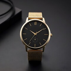 Classic Gold Watch with Black Dial