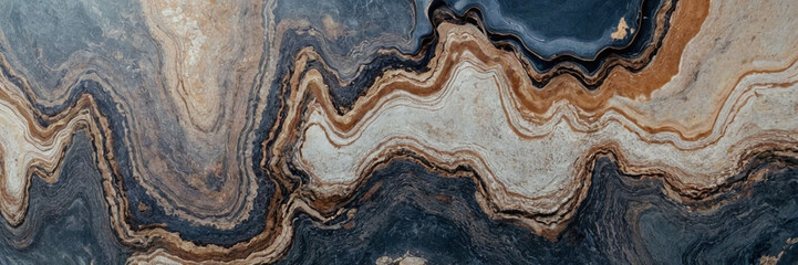 Obraz premium Blue gold wide image of ceramic marble texture, luxurious background
