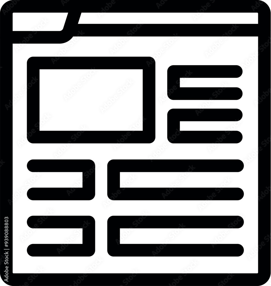 Poster simple icon of a web page being designed with content blocks