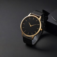 Gold and Black Minimalist Wristwatch