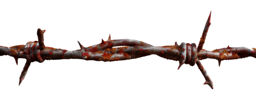 Isolated Barbed Wire on Transparent Background, sharp metallic texture, intricate details, suitable for graphic design, versatile for various creative projects, clean and impactful imagery