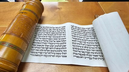 Scroll of Esther - Traditional Megillah hebrew jewish Purim Manuscript in Synagogue torah - מגילת אסתר חג פורים קריאת מגילה 