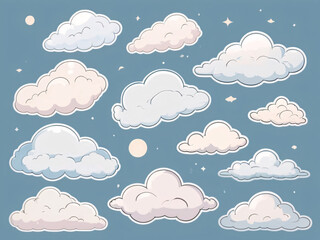 Clouds clip art pack, weather icons and illustration, isolated graphic design element