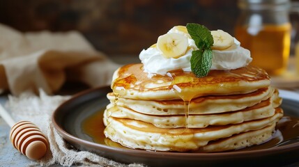 pancakes with honey and cream
