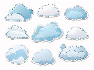 Fototapeta premium Clouds clip art pack, weather icons and illustration, isolated graphic design element