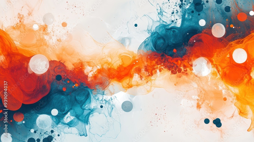 Aufkleber vibrant abstract art with flowing orange and blue hues blending together, creating a dynamic and ene