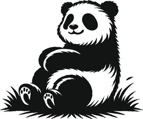 Panda silhouette vector style with White Background