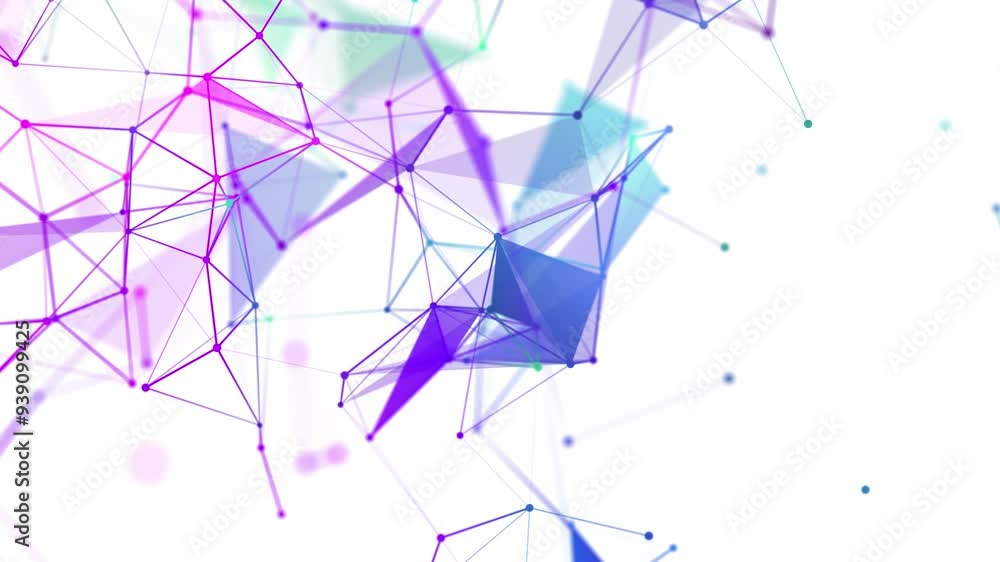 Poster abstract geometric background. movement of connected lines and dots.the concept of science, technolo
