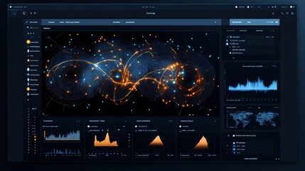 Digital dashboard interface with data visualizations, charts, and graphs, showcasing dynamic analytics in a modern design layout.