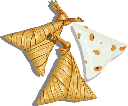 Ketupat Palas Kacang Soya Digital Illustration Vector Clipart