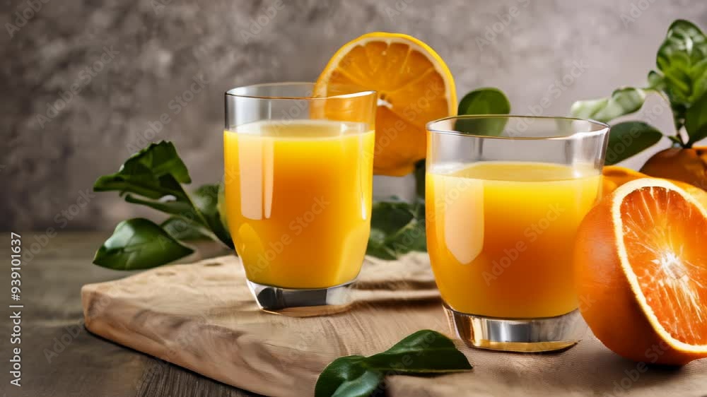 Poster  Freshly squeezed orange juice a healthy and refreshing start to the day