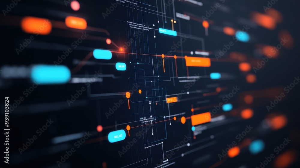 Poster abstract digital data visualization representing complex big data and technology connections. high-t
