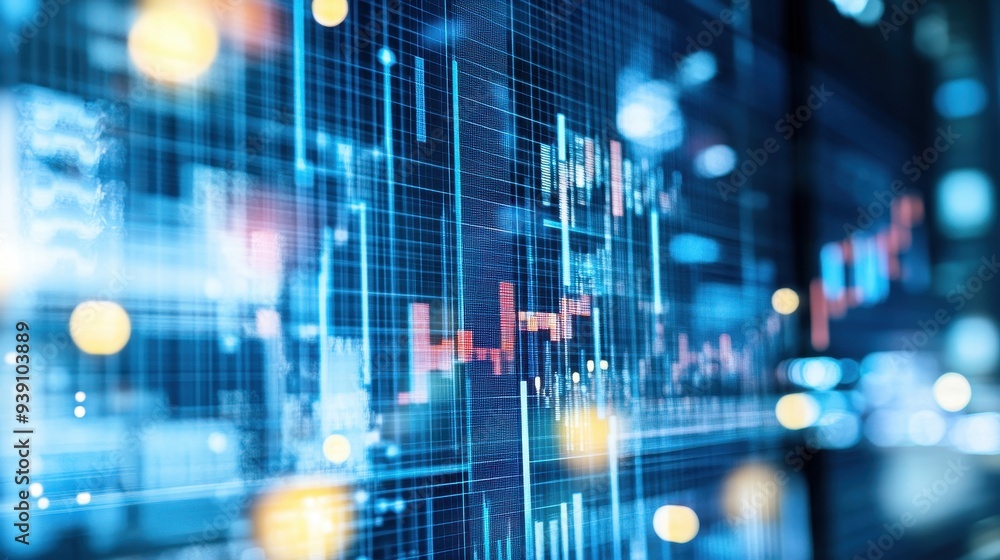 Leinwandbilder abstract digital data display with financial charts and graphs representing market analysis, technol