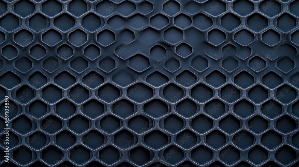Poster Abstract dark honeycomb structure with hexagonal pattern, creating a modern and intricate design. Suitable for backgrounds and textures.