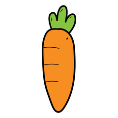 Hand drawn cartoon carrot on white background.