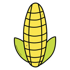 Hand drawn cartoon corn on white background.