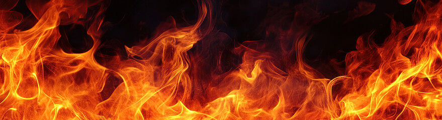 Fototapeta premium Vivid fiery flames with a dark background for dramatic effect