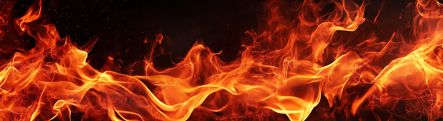 Fototapeta premium Fiery flames creating a dramatic border on a black background