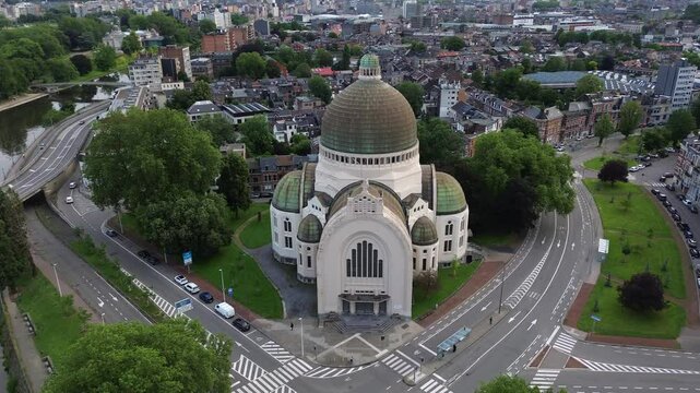 drone video Saint Vincent church Li&egrave;ge Belgium Europe