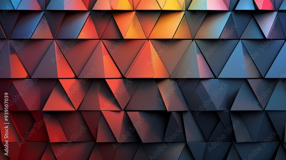 Poster an eyecatching and colorful abstract geometric design that showcases dynamic triangular shapes and v